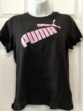 Puma Black T-Shirt with Pink Logo
